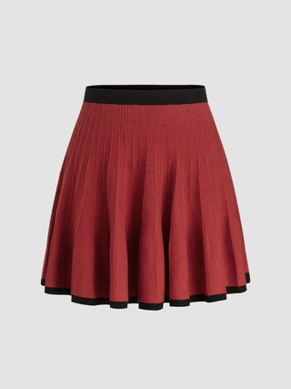 Middle Waist Solid Knitted Mini Skirt