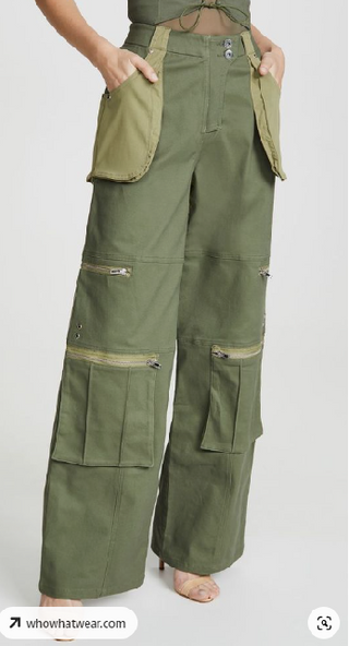 Middle Waist Solid Pocket Drawstring Cargo Pants