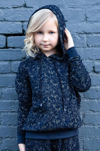 Mini Noah Hoodie - Navy Knit - Girls (Navy / 9/10)