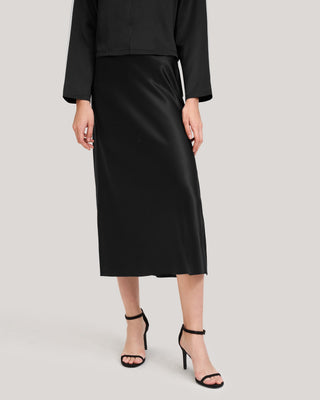 Minimalist Aesthetic Silk Poppy Skirt (Black / 2)