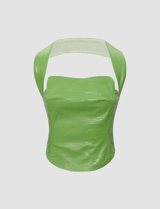 Mojito Lime Faux Leather Halter Top