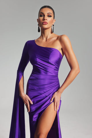 Monica One Shoulder Maxi Dress (M / Purple)