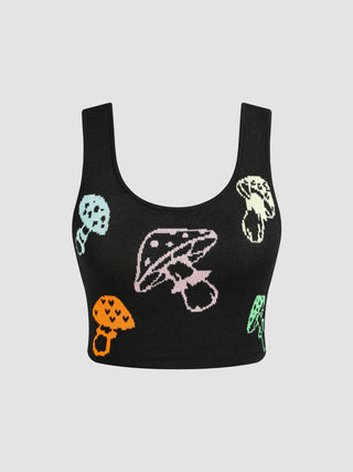 Mushroom Print Cami Crop Top