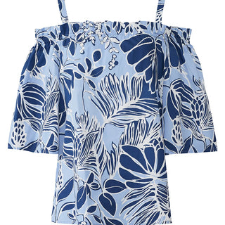 N Natori - Leaf Print Off The Shoulder Top