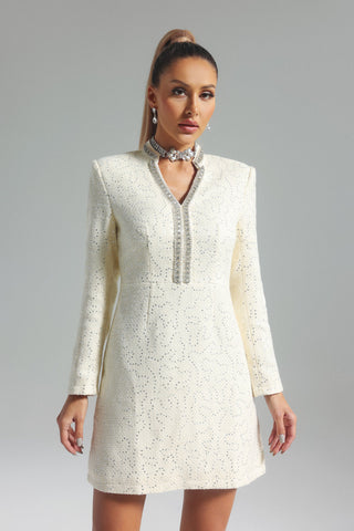 Naima Sequins Knitted Dress (M / White)