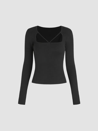 Neckline Detail Solid Top