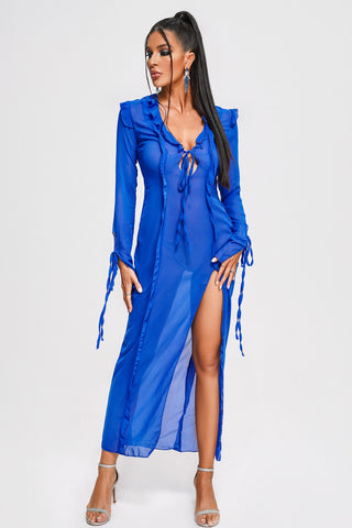 Niako Mesh Midi Dress (S / Blue)