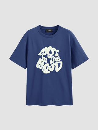 Not In The Mood Letter Graphic Tee Curve & Plus (3XL / Blue)