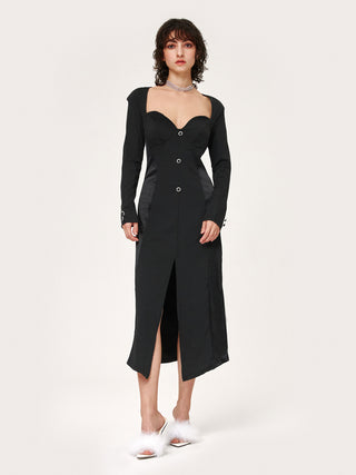 Not My Problem Long Sleeve Black Midi Dress