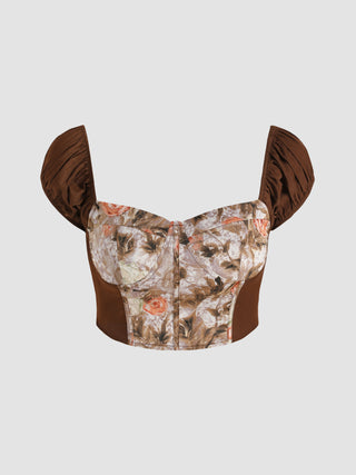 Oil Painting Patchwork Crop Top