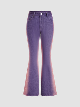 Ombre Denim High Waist Flared Jeans