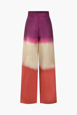 Ombre High Waisted Satin Straight Leg Pants (L / MULTICOLOR)