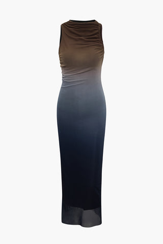 Ombre Mesh Sleeveless Midi Dress (S / MULTICOLOR)