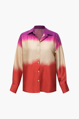 Ombre Satin Long Sleeve Shirt (M / MULTICOLOR)