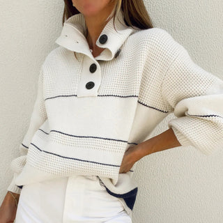 Open Collar Button Up Sweater