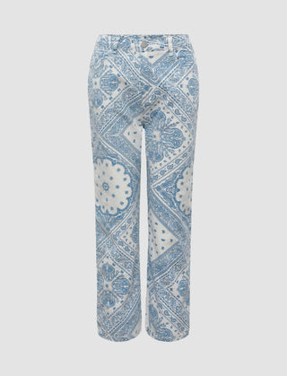 Paisley Print Straight Leg Trousers