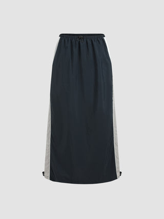 Patchy Drawstring Maxi Skirt