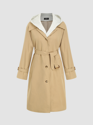 Patchy Hooded Pocket Trench Coat