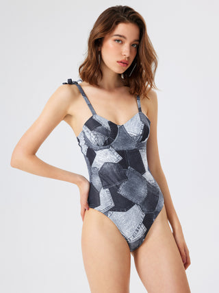 Patchy Knotted One Piece Swimsuit