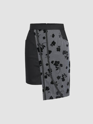 Patchy Mesh Flower Pattern Skirt