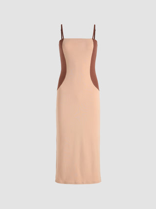 Patchy Slit Midi Dress