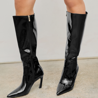 Patent Faux Leather Stiletto Heel Knee High Boots