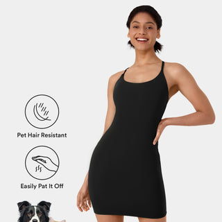 Patitoff® Pet Hair Resistant Backless Crisscross Bodycon Slip Casual Dress