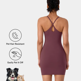 Patitoff® Pet Hair Resistant Backless Crisscross Bodycon Slip Casual Dress