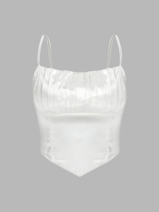 Pearl White Zipper Up Cami Top