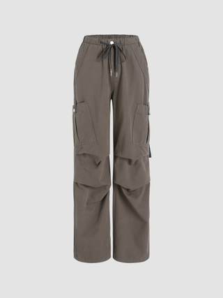 Petite Denim Drawstring Cargo Pants