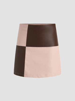 Pink&Brown Checker Skirt