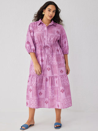 Pink Paradise Patterned Midi Dress Curve & Plus