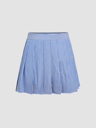 Pinstripe Pleated Mini Skirt