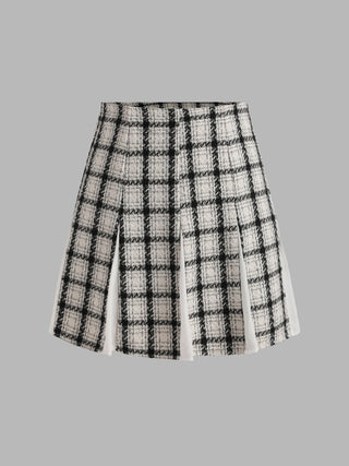 Plaid Tweed Mini Skirt