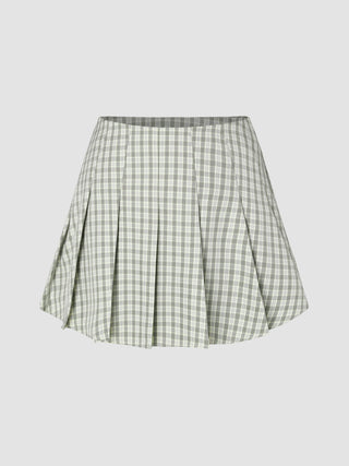 Pleated Check Skort