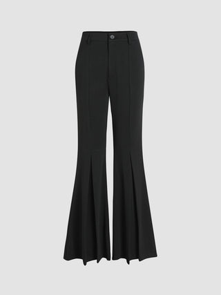 Pleated High Waist Flared Trousers