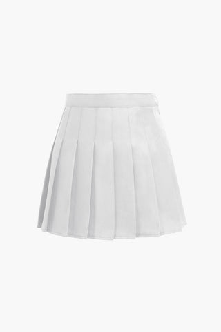 Pleated Mini Skirt (S / WHITE)