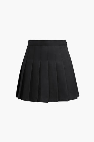 Pleated Mini Skirt (XL / BLACK)