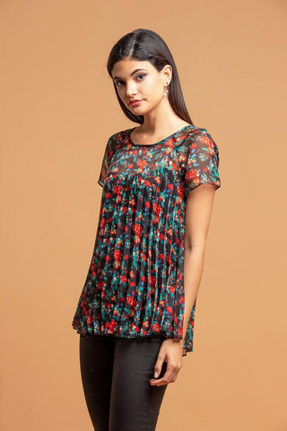 Pleated Top in Multi Floral