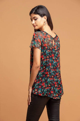 Pleated Top in Multi Floral