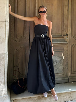 Pockets Tube Top Long Dress Without Belt