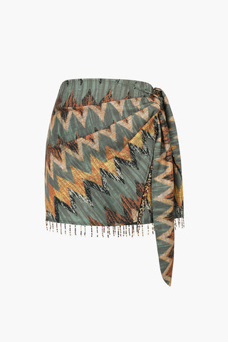 Printed Knot Mini Skirt (XL / MILITARY)