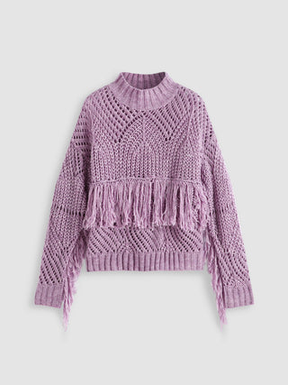 Purple Fringe Sweater