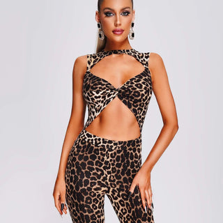 Rahel Cutout Leopard Jumpsuit