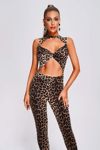 Rahel Cutout Leopard Jumpsuit (M / Leopard)