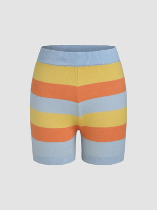 Rainbow Striped Knit Shorts