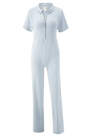 Ribbed Polo Jumpsuit Silver