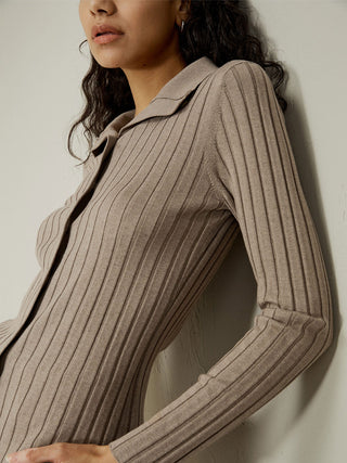 Ribbed Silk-Cashmere Blend Cardigan