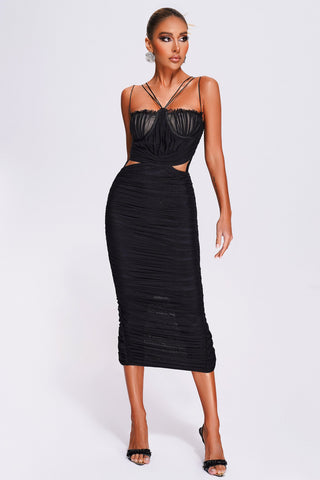 Richa Halter Mesh Midi Dress