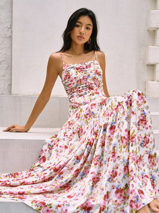 Romantic Floral Print Cami Long Dress